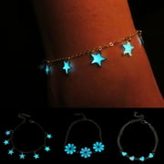 LICILICI Besufy Star Heart Flower Glow in the Dark Ankle Bracelet Women's Jewelry,Luminous Jewelry Star Peach Heart Flower Luminous Anklet Bracelet