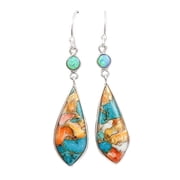 Besufy Vintage Women Faux Turquoise Rhinestone Dangle Ear Hook Drop Earrings