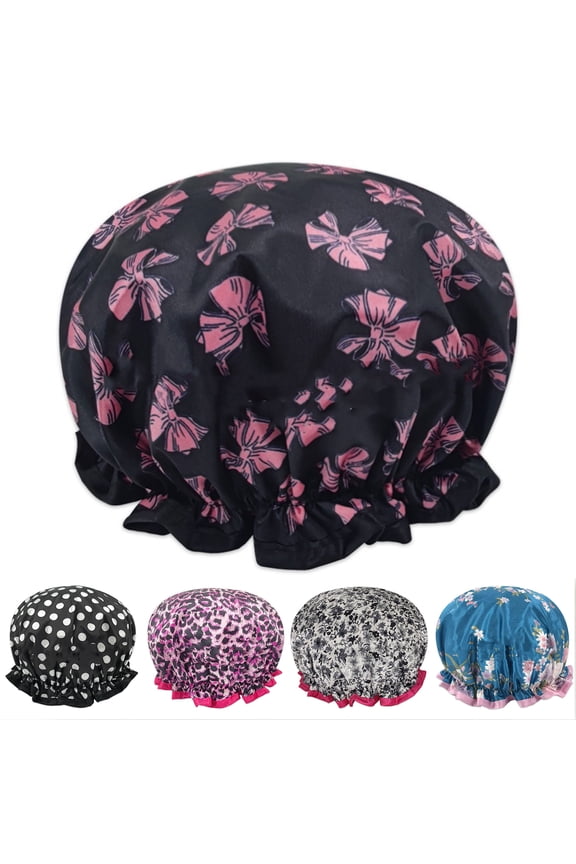 Women Bath Swimming Cap Unisex Waterproof Reusable Bath Hat with Elastic Band Double Layer Hair Hat