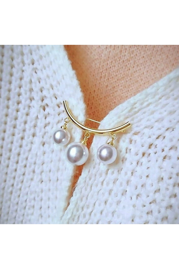 Women Brooch Pin Faux Pearl Dangle Beads Collar Lapel Brooch Pin Clothes Jewelry