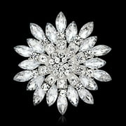 Besufy Women Brooch Pin Flower Brooch Crystal Rhinestone Jewelry for Wedding Party