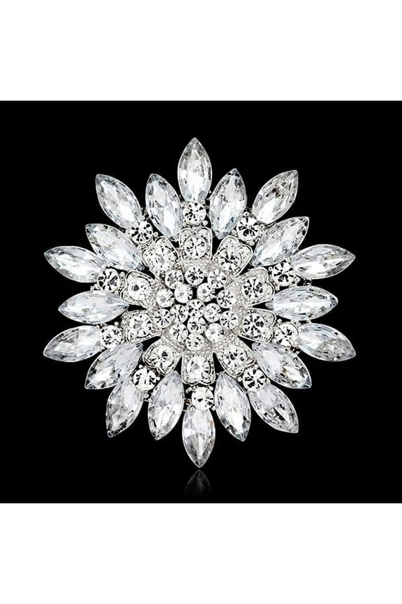 Besufy Women Brooch Pin Flower Brooch Crystal Rhinestone Jewelry for Wedding Party