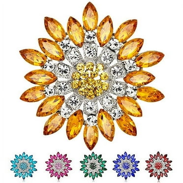 Besufy Women Brooch Pin Flower Brooch Crystal Rhinestone Jewelry for Wedding Party