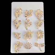 Besufy Women Brooch Pin Set ,12Pcs Rhinestone Hollow Flower Butterfly Bridal Scarf Lapel Brooch Pins