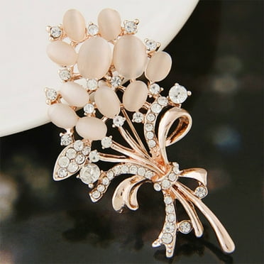 Besufy Women Brooch Pin Vintage Rhinestone Opal Wheat Flower Brooch Pin Dress Scarf Accessory