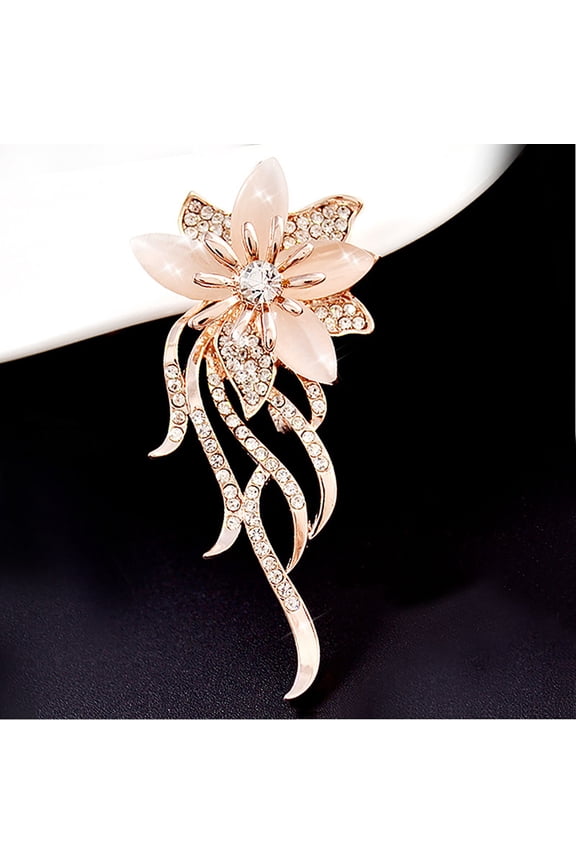Women Brooch,Rhinestone Inlaid Flower Brooch Pin Cardigan Shawl Decor Gift