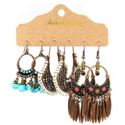 Besufy Women Earring,3 Pairs/Set Faux Turquoise Tassel Geometric Dangle Hook Earrings Jewelry 1647*