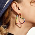 thumbnail image 1 of Besufy Women Earring,Multi Stripe Heart Big Hoop Earrings Party Piercing Jewelry Gift, 1 of 6