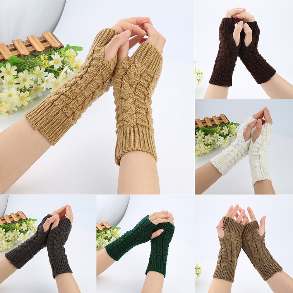 Rhomb Pattern Wrist Gloves Fingerless Writing Gloves Fashion Warm