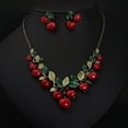thumbnail image 1 of Besufy Women Jewelry Set,1 Set Vintage Red Cherry Fruit Jewelry Set Chic Bridal Necklace Earrings, 1 of 7