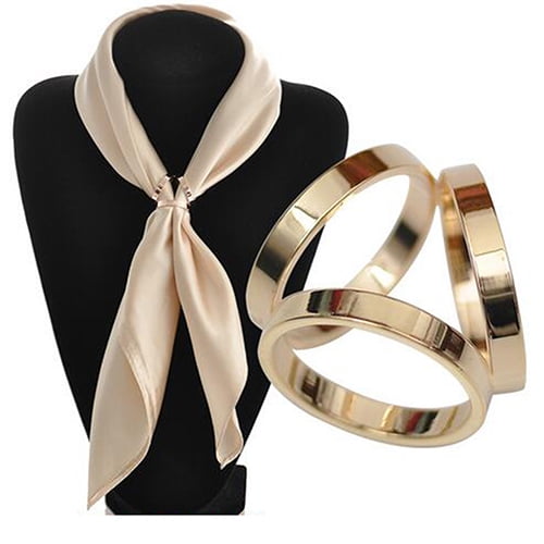 Women's Enamel Butterfly Scarf Ring Clip Buckle White And Gold
