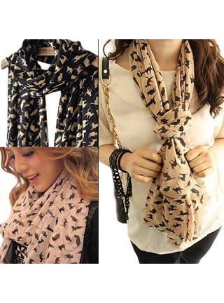 Scarves Women Winter Scarf Cute Cat Floral Design Large Button Scarves  Adult Keep Warm Neck Wrap Thick Shawl Cape Scarves Shawl Stole Scarf (Color  : C, Size : 155X75CM) : : Fashion