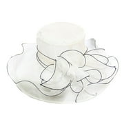 Besufy Women Sun Hat Floral Organza Wide Brim Fascinator Lady Tea Party Sun Hat White