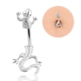 thumbnail image 1 of Besufy Women's Rhinestone Gecko Navel Bar Belly Ring Body Piercing Jewelry,Stainless Steel Gecko Diamond-Studded Belly Button Ring Belly Button Belly Ring, 1 of 8