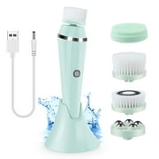 Besunny Facial Cleansing Brush Rechargeable Facial Scrubber IPX7 Waterproof 3 Speeds, Green