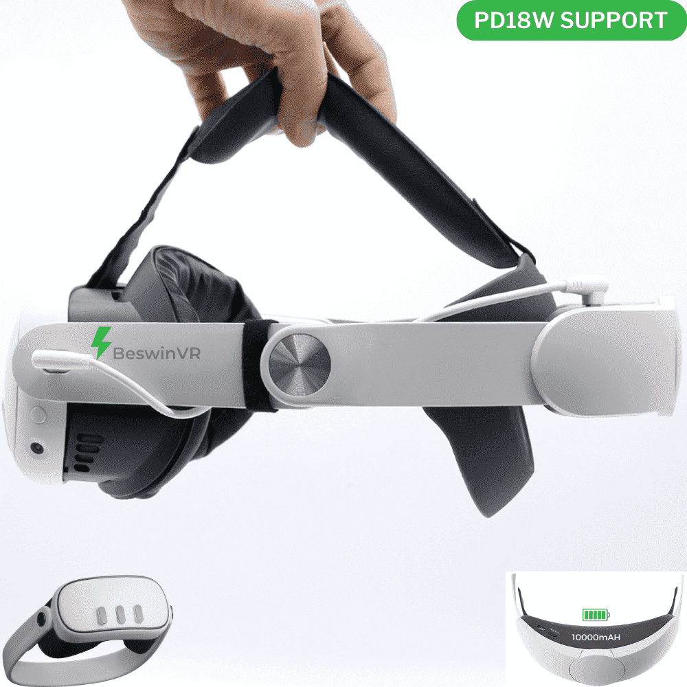 BeswinVR Battery Elite Strap Compatible with Meta Quest 3/3S,  10000mAH Capacity PD18W Support-Quest2 NOT Support