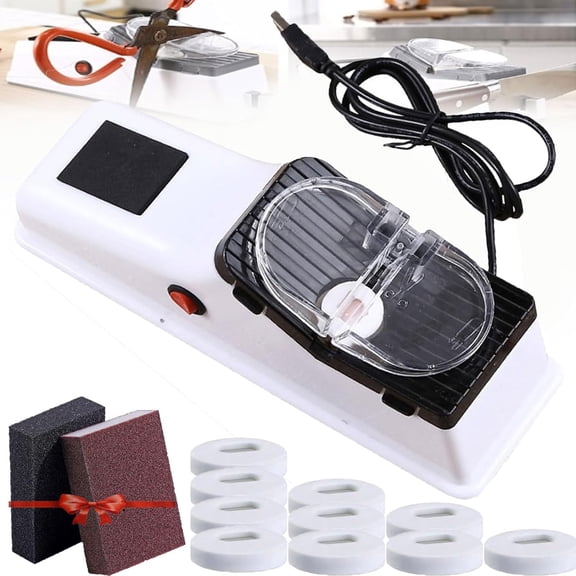 Besynersharp Pro, 2026 Upgraded Electric Knife Sharpener, Multifunctional Double Sided Portable Knife Sharpener, Precision Sharpening for Kitchen, Hunting, and Pocket Knives (1PCS+10Grinding disc)