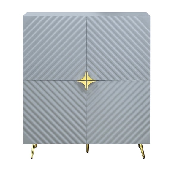 Bet 46 Inch Wood Console Cabinet, Adjustable Shelf, Wave Pattern, Gray