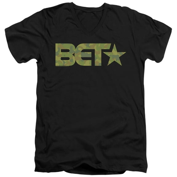 Bet Camo Logo Unisex Adult V-Neck T Shirt,Black, Small