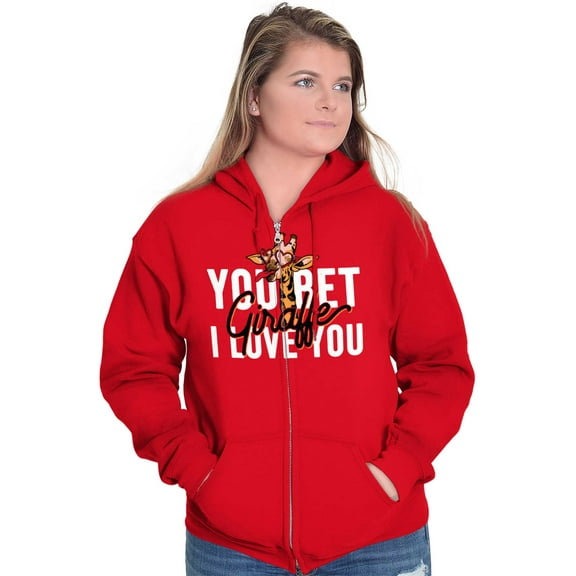 Bet Giraffe I Love You Funny Zip Hoodie Sweatshirt Women Brisco Brands M