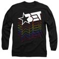 thumbnail image 1 of Bet Logo Cascading Rainbow Unisex Adult Long-Sleeve T Shirt (2X-Large) Black, 1 of 2