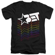 Bet Logo Cascading Rainbow Unisex Adult V-Neck T Shirt,Black, Small