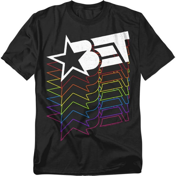 Bet Logo T-Shirt Logo Cascading Rainbow Unisex Graphic Tee for Men & Women