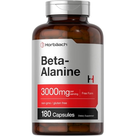 Beta-Alanine | 3000mg | 180 Capsules for men and Women | by Horbaach