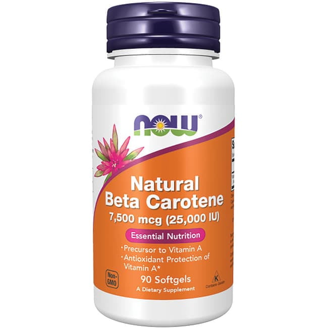 NOW Foods Natural Beta Carotene 25000 IU, D-Salina with Mixed ...