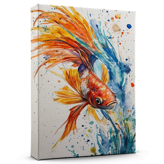 Beta Fish Siamese Fighting Canvas Wall Art Animal Decor, Beta Fish Siamese Fighting Canvas Prints Wild Animal Artwork for Living Room Bedroom Office 190HD36