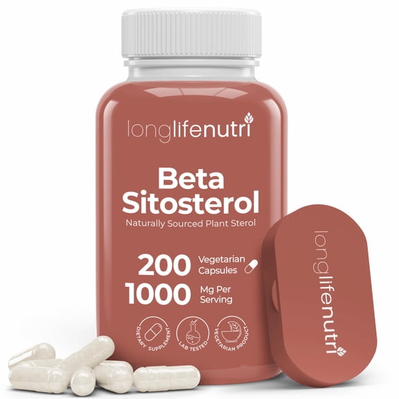 LongLifeNutri Beta Sitosterol 1000mg, 200 Veg Capsules, 100-Day Supply