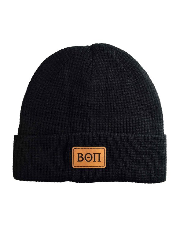 Beta Theta Pi Fraternity Hat, Black Winter Beanie Hat with Greek Letters Patch