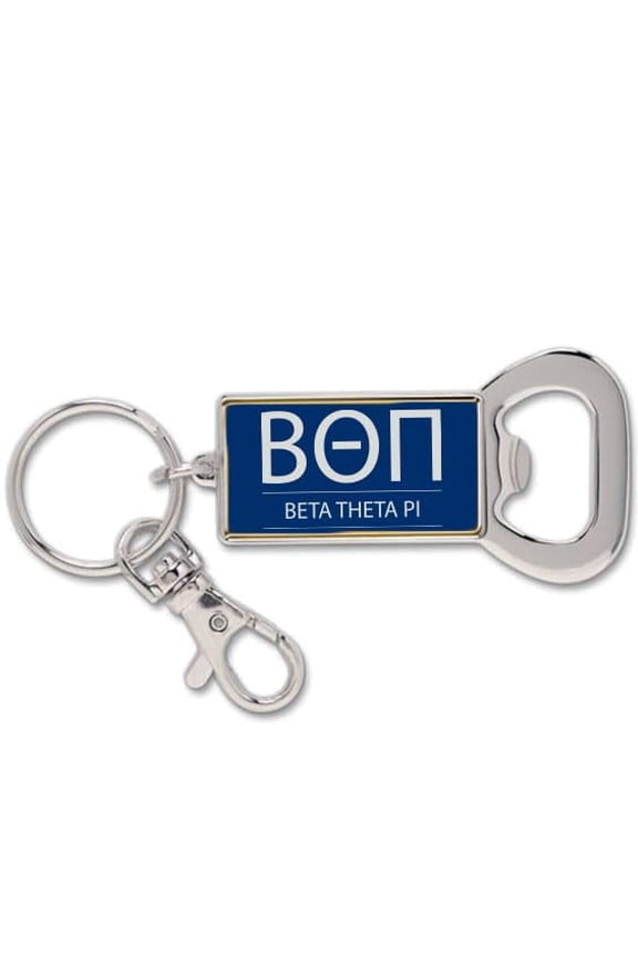 Beta Theta Pi Flat Bottle Opener Greek Letters and Fraternity Name Fraternity Keychain, Official Colors