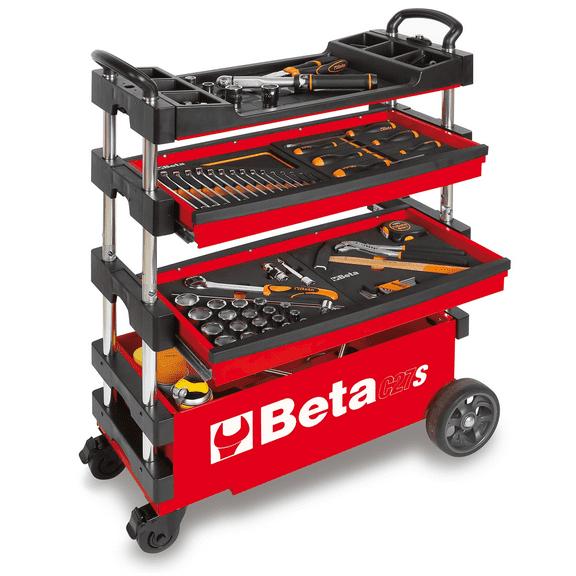 Beta Tools USA Folding Mobile Tool Cart, Red