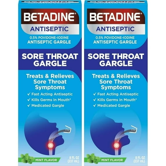 Betadine Antiseptic Sore Throat Gargle, 16oz - Twin Pack