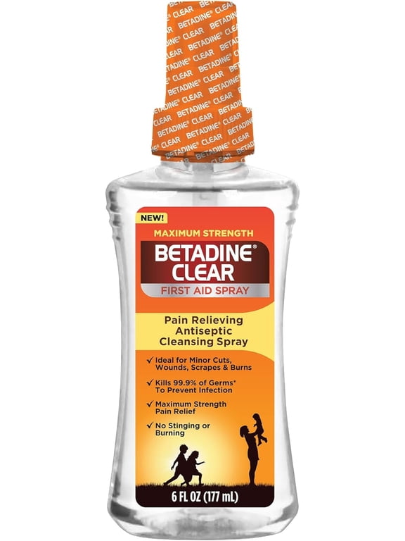 Clear First Aid Spray, Antiseptic Cleansing Spray, 6 oz, No Stinging, Pain Relieving Strength