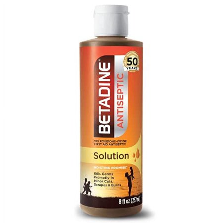 Betadine First Aid Solution Povidone Iodine Antiseptic, 8 Oz, 2 Pack
