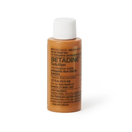 Betadine Skin Prep Solution 1/2 oz. Bottle 10% Strength Povidone-Iodine Pack of 2