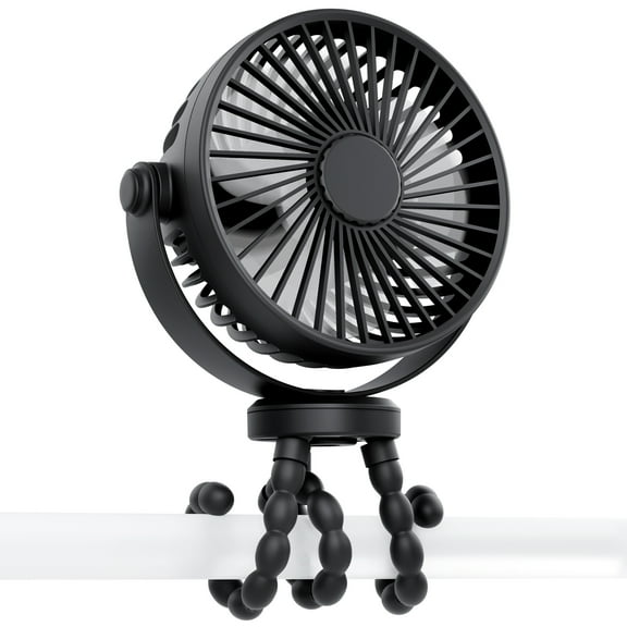 Betahouse Portable Stroller Fan, Small Battery Powered Fan w/ 360 Rotation, 3-Speed, Rechargebale Mini Personal Fan, Stroller Accessories Gift for Car Seat, Crib, Bike, Treadmill, Black