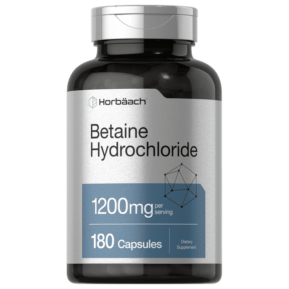 Betaine HCl 1200mg | 180 Capsules | Betaine Hydrochloride | by Horbaach