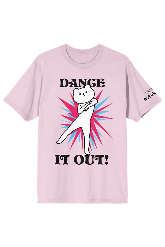 Betakkuma Dance It Out Crew Neck Short Sleeve Cradle Pink Women's T-shirt
-Medium