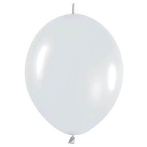 12" Fashion White Link O Loon Balloons, Pack/50
