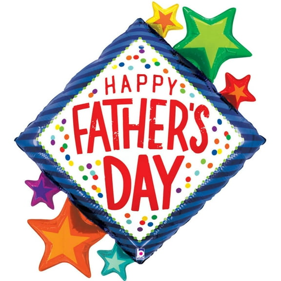 Betallic 38 inch Happy Father's Day Diamond Stars Foil Mylar Balloon, Party Supplies