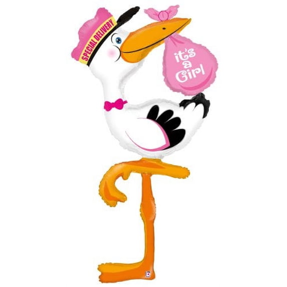 Betallic 5' Special DELIVERY Stork Girl 60" Foil Balloon