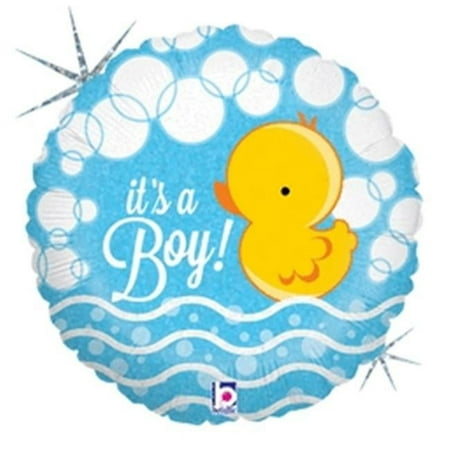 Betallic 64608 18 in. Bubble Ducky Boy Holo Foil Balloon, Pack of 5