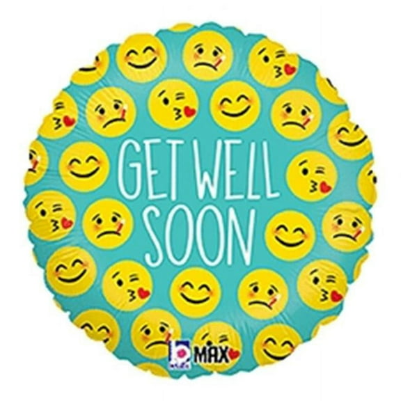 Betallic 86663 18 in. Emoji Get Well Flat Balloon