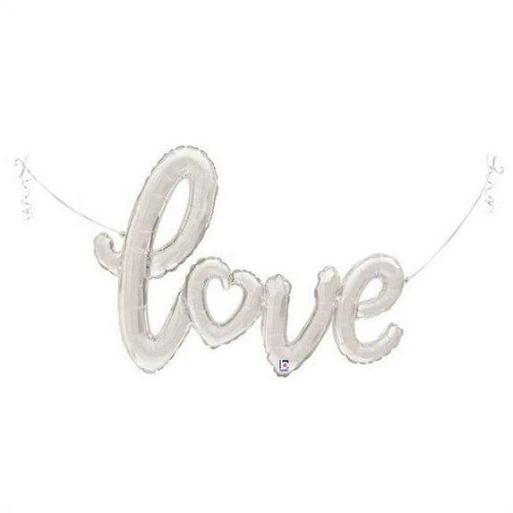 Betallic 91953 17 in. Silver Shape Love Script Foil Balloon