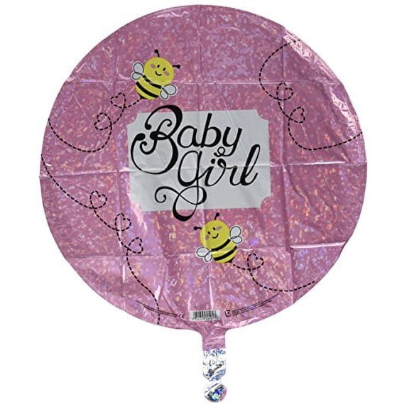 Betallic Baby Girl Bee Holographic Balloon, 18", Multicolor