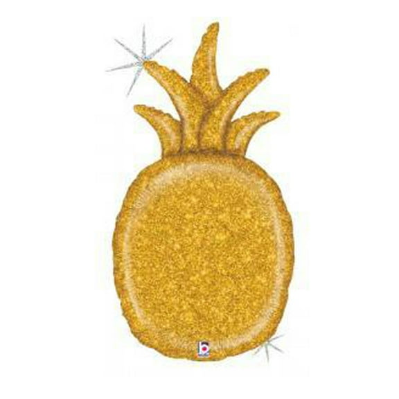 Betallic Golden Glitter Pineapple Luau Helium Shape Gold 35" Foil Balloon