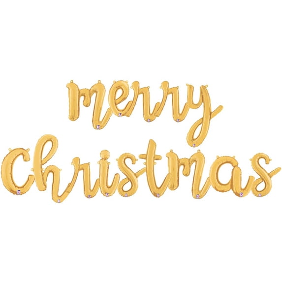 Betallic Merry Christmas - Script Letters Kit (Air-Fill Only) Foil Mylar Balloon - Party Supplies Decorations